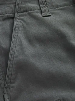 Next Grey Charcoal Straight Fit Cotton Stretch Cargo Trousers Sale