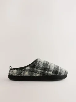 Next Check Mule Slippers Grey Best
