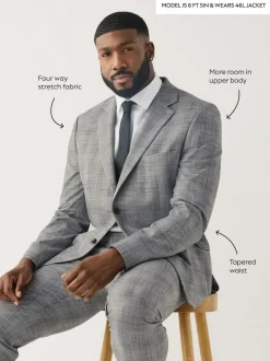 Next Grey Check Muscle Fit Motionflex Stretch Suit Jacket Best