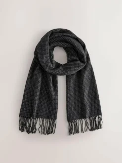 Next Smart Woven Scarf Grey Check New