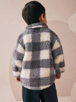 Next Borg Fleece Shacket (3mths-7yrs) Grey Checkerboard Hot