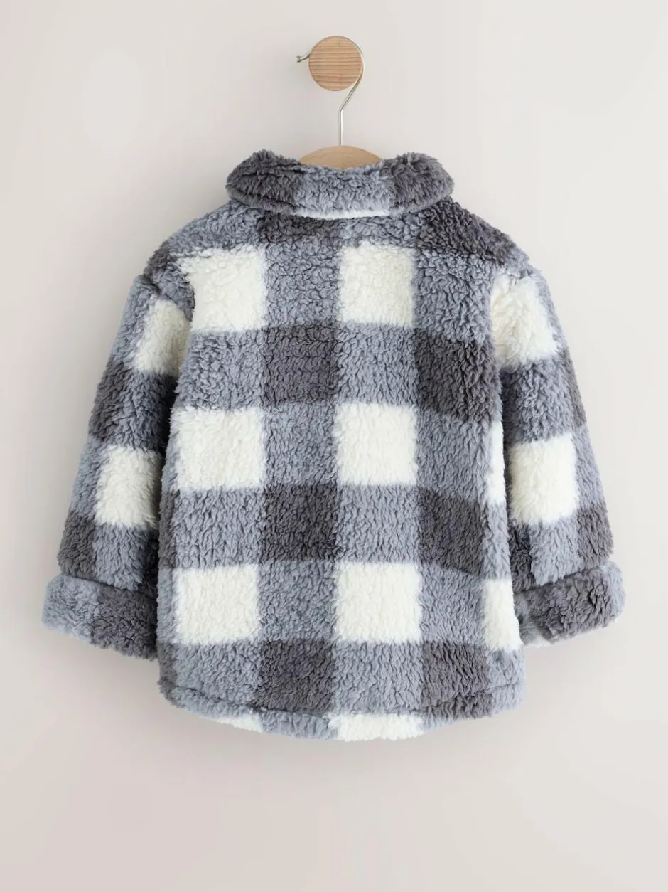 Next Borg Fleece Shacket (3mths-7yrs) Grey Checkerboard Hot