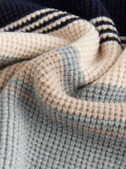 Next Colourblock Stripe Crew Neck Knitted Jumper (3-16yrs) Grey