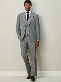 Next Contrast Fabric Detail Suit Waistcoat Grey Best