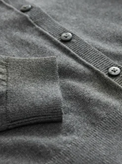 Next Grey Cotton Rich Frill Shoulder School Cardigan (3-16yrs) Hot