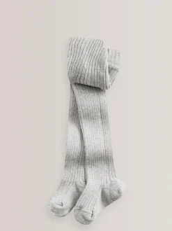 Next Grey Cotton Rich Rib Tights
