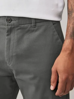 Next Grey Dark Straight Fit Stretch Chinos Trousers Clearance