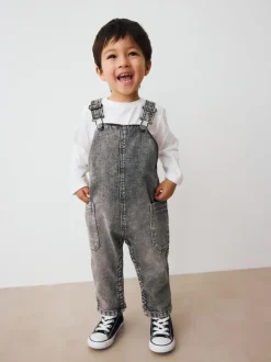 Next Denim Dungarees (3mths-7yrs) Grey New