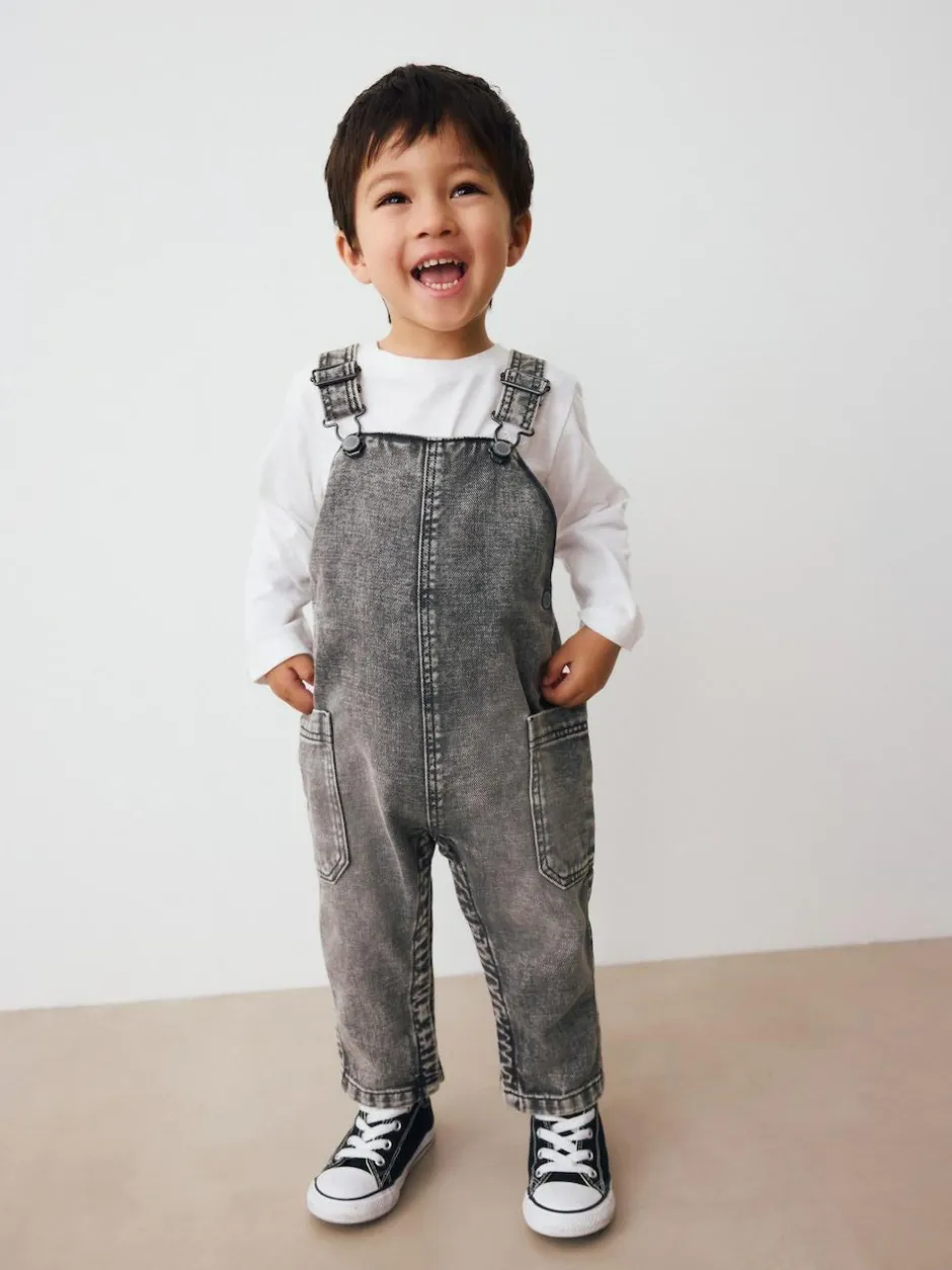 Next Denim Dungarees (3mths-7yrs) Grey New