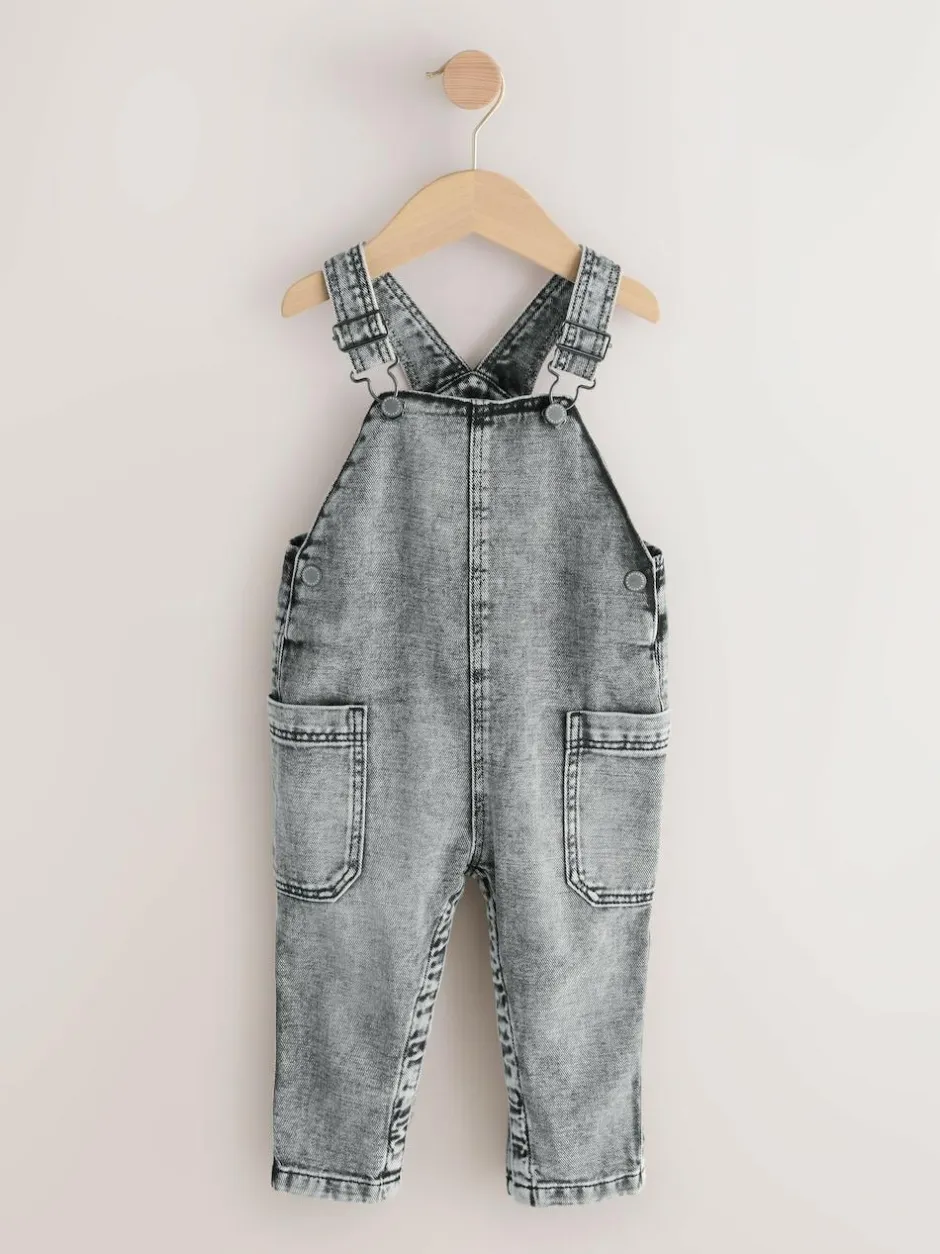 Next Denim Dungarees (3mths-7yrs) Grey New