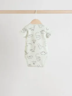 Next Grey Dinosaur Short Sleeve Baby Bodysuits 5 Pack Clearance