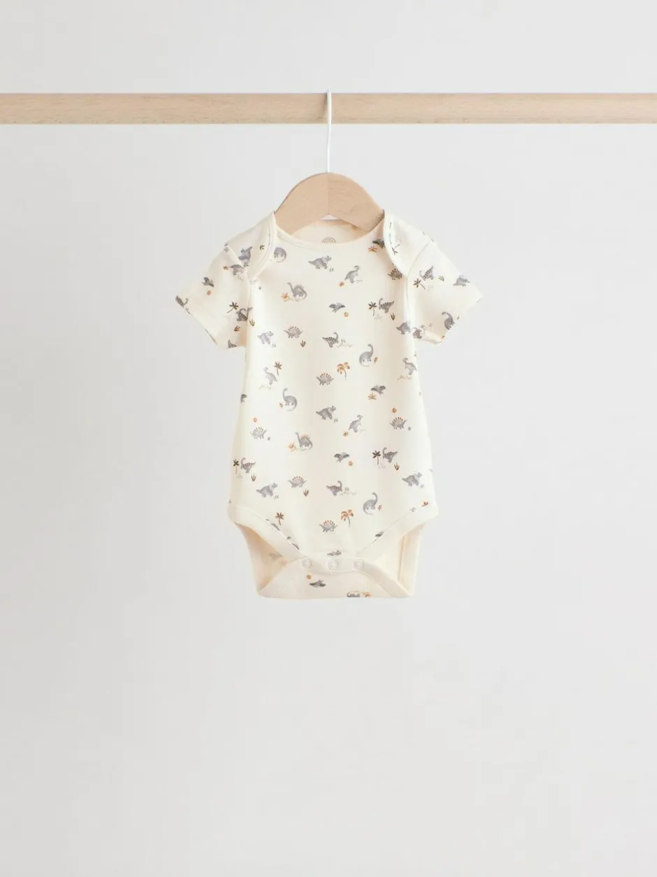 Next Grey Dinosaur Short Sleeve Baby Bodysuits 5 Pack Clearance