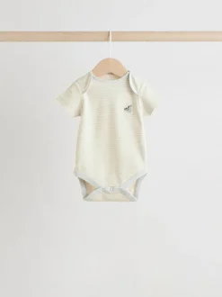 Next Grey Dinosaur Short Sleeve Baby Bodysuits 5 Pack Clearance