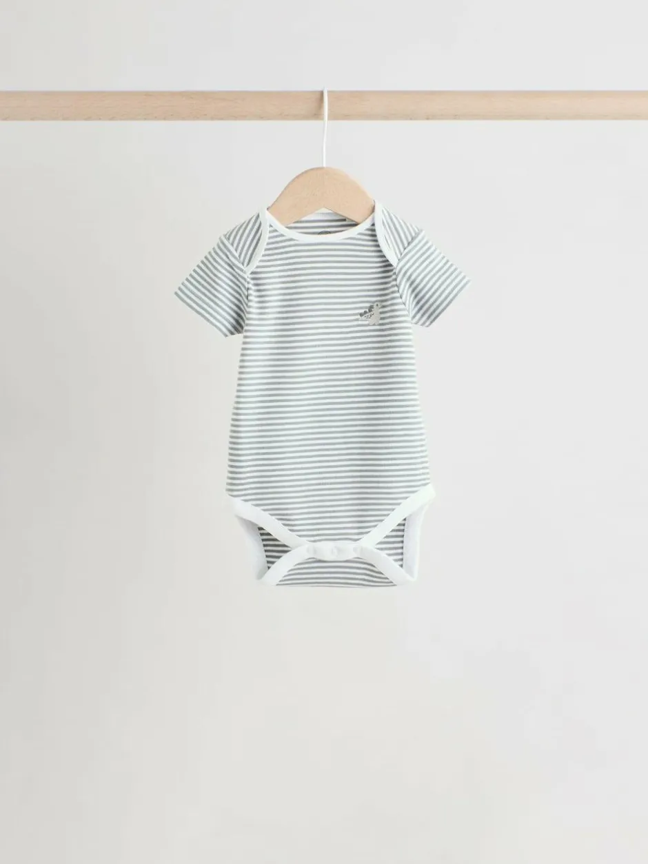 Next Grey Dinosaur Short Sleeve Baby Bodysuits 5 Pack Clearance