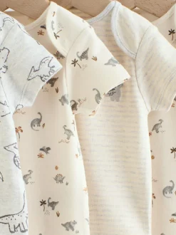 Next Grey Dinosaur Short Sleeve Baby Bodysuits 5 Pack Clearance