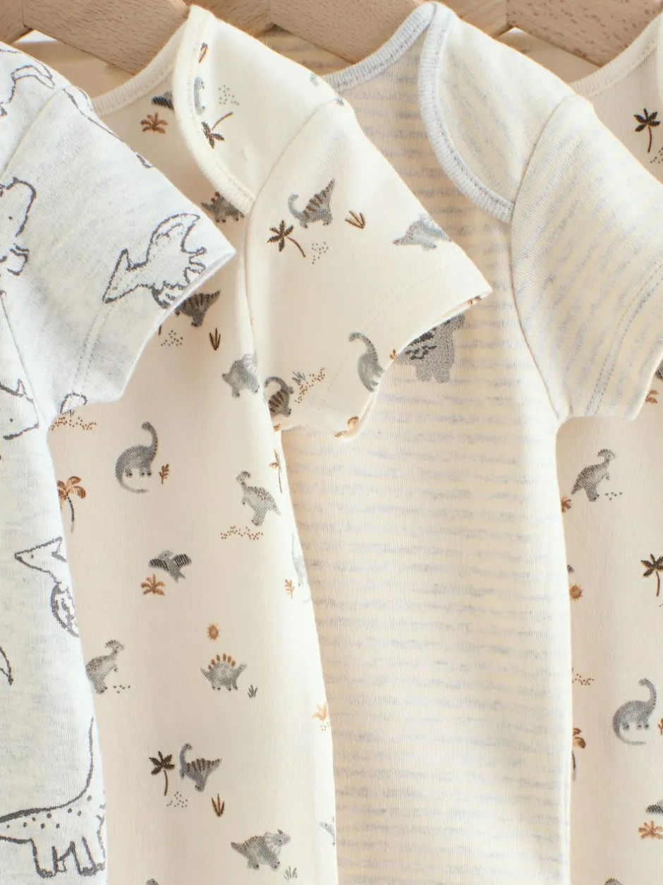 Next Grey Dinosaur Short Sleeve Baby Bodysuits 5 Pack Clearance