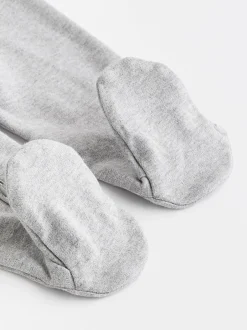 Next Essential Zipped 100% Cotton Baby Sleepsuits 3 Pack (0-3yrs) Grey Sale
