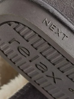 Next Faux Fur Lined Suede Slipper Boots Grey Outlet