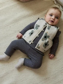 Next Baby Long Sleeve Top and Leggings with Gilet Set 3 Piece (0mths-2yrs) Grey Floral