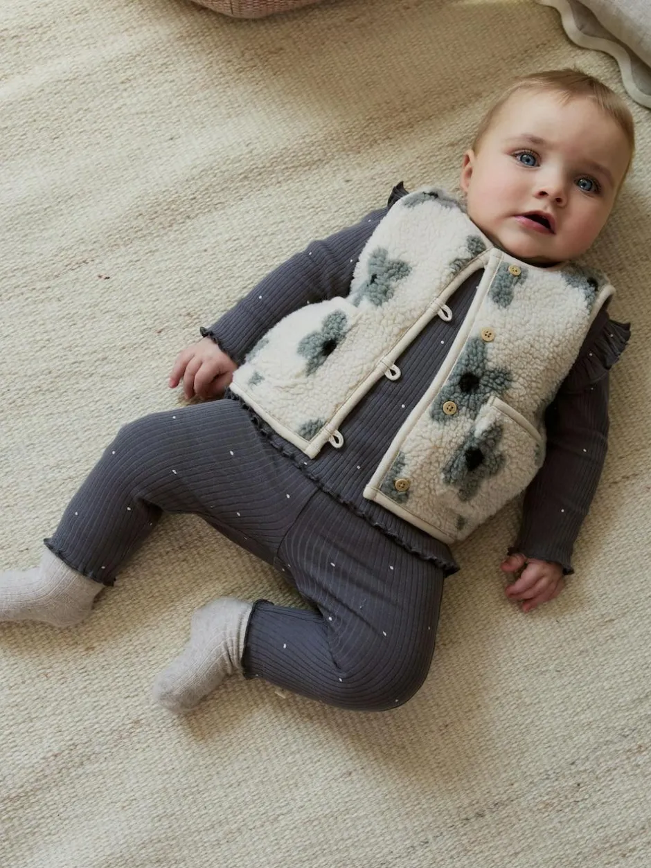 Next Baby Long Sleeve Top and Leggings with Gilet Set 3 Piece (0mths-2yrs) Grey Floral