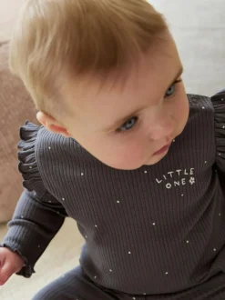 Next Baby Long Sleeve Top and Leggings with Gilet Set 3 Piece (0mths-2yrs) Grey Floral