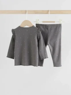 Next Baby Long Sleeve Top and Leggings with Gilet Set 3 Piece (0mths-2yrs) Grey Floral