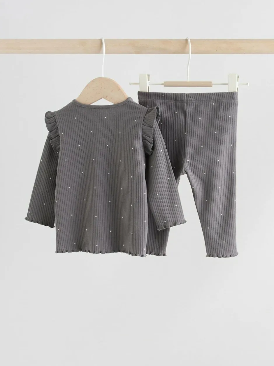 Next Baby Long Sleeve Top and Leggings with Gilet Set 3 Piece (0mths-2yrs) Grey Floral