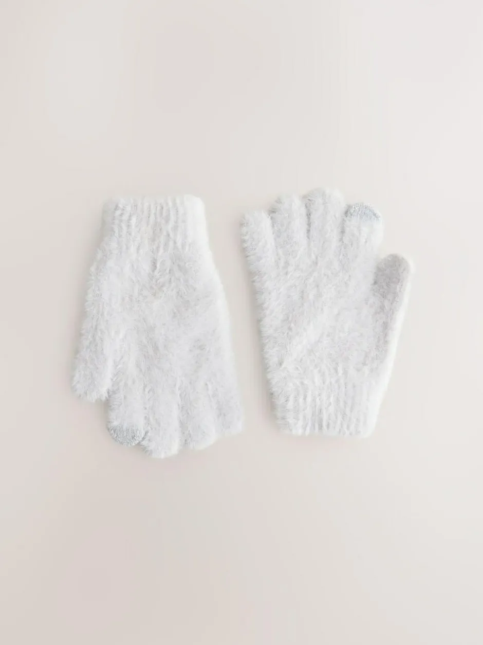 Next Grey Fluffy Gloves (3-16yrs) Clearance