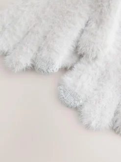 Next Grey Fluffy Gloves (3-16yrs) Clearance