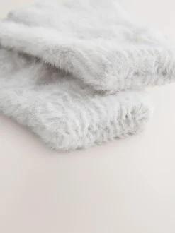 Next Grey Fluffy Gloves (3-16yrs) Clearance