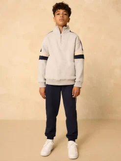 Next Funnel Zip Neck Sweatshirt and Joggers Set Grey Best