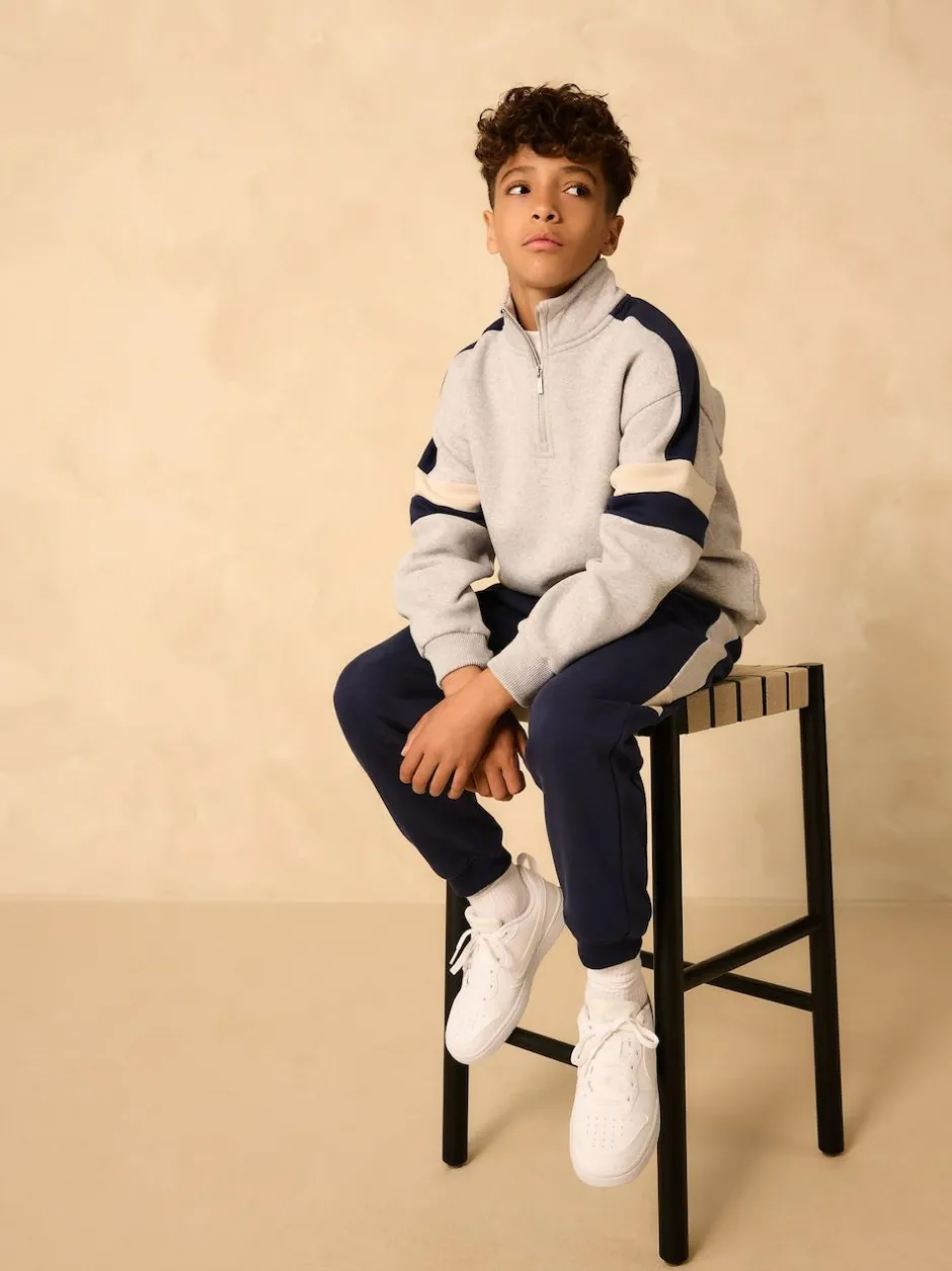 Next Funnel Zip Neck Sweatshirt and Joggers Set Grey Best