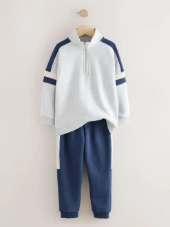 Next Funnel Zip Neck Sweatshirt and Joggers Set Grey Best