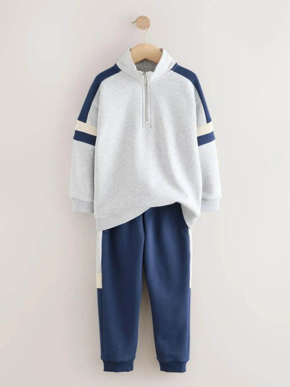 Next Funnel Zip Neck Sweatshirt and Joggers Set Grey Best