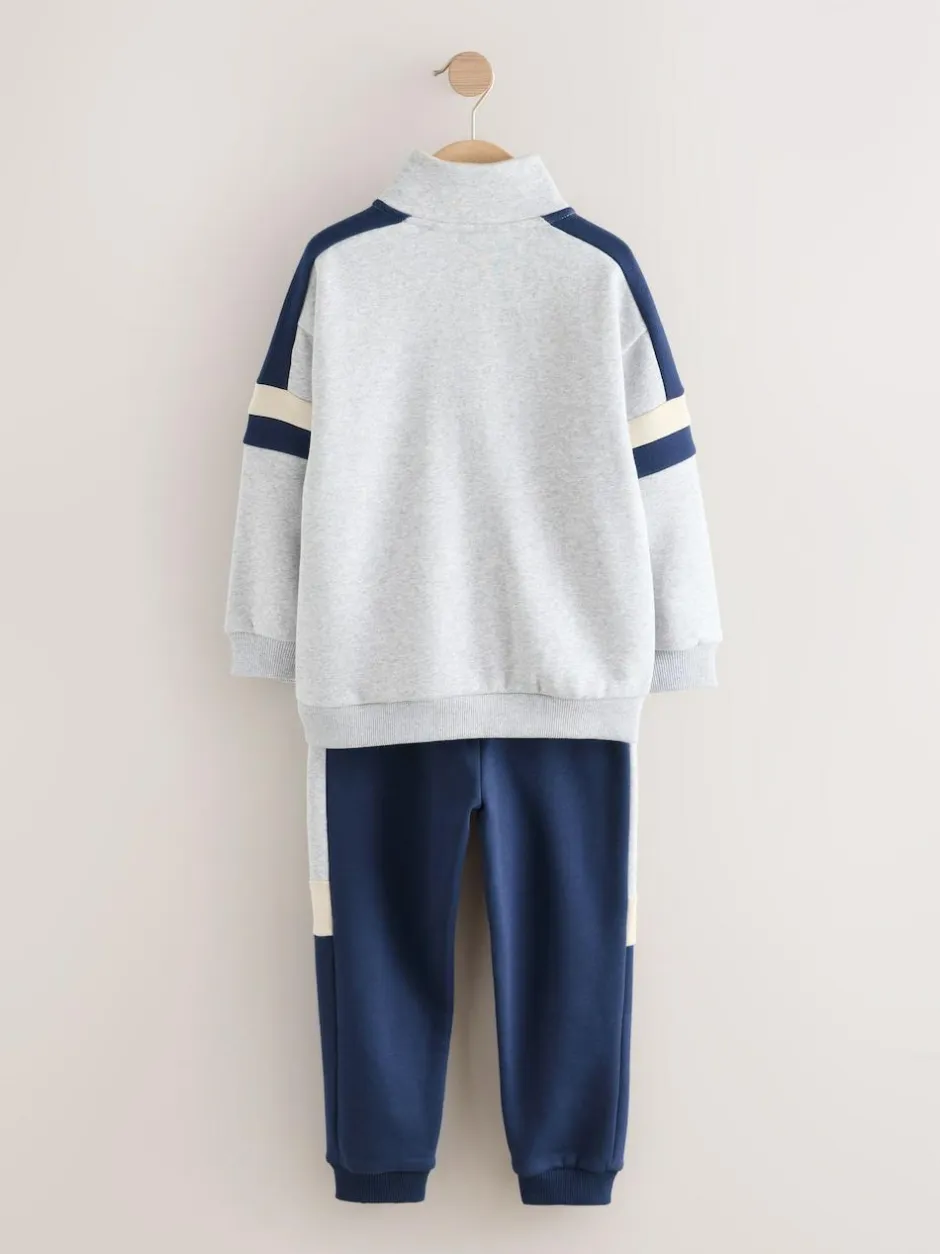 Next Funnel Zip Neck Sweatshirt and Joggers Set Grey Best