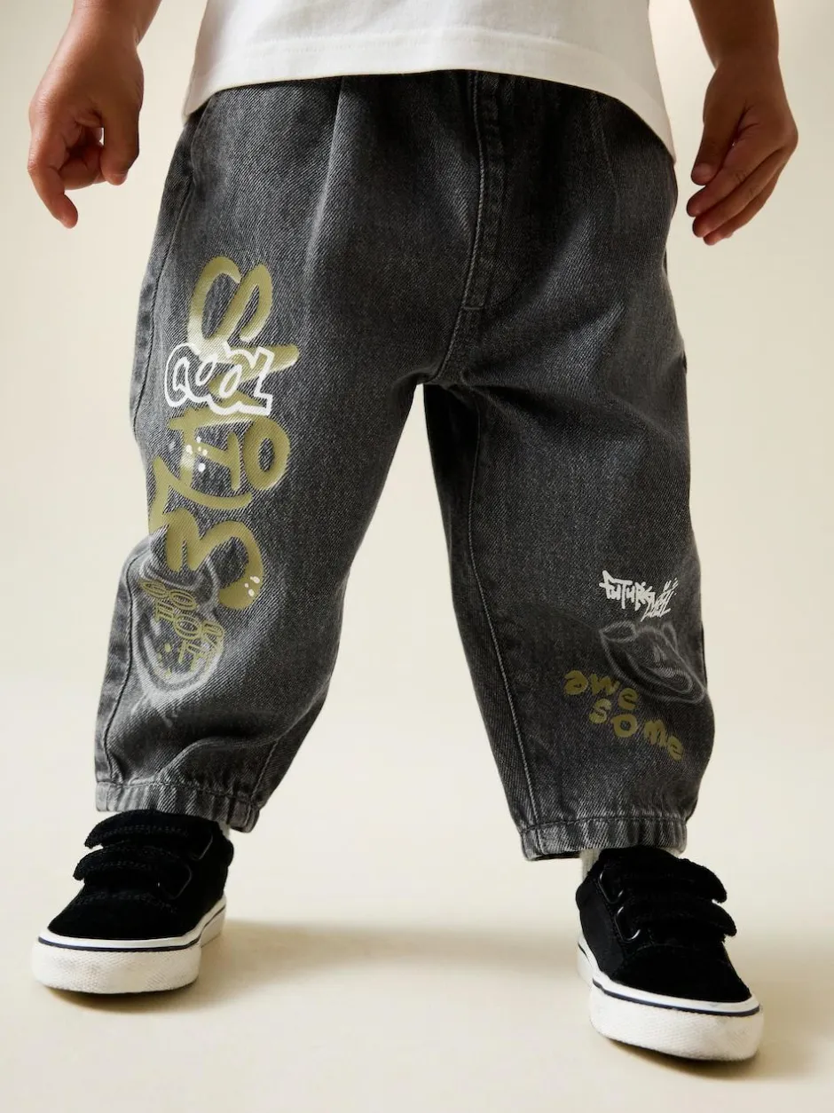 Next Barrel Jeans (3mths-7yrs) Grey Graffiti Discount