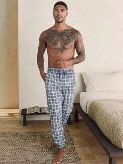 Next Motionflex Cosy Cuffed Pyjama Bottoms Grey Grindle Check Best