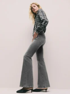 Next High Rise Stretch Flare Jeans Grey Outlet
