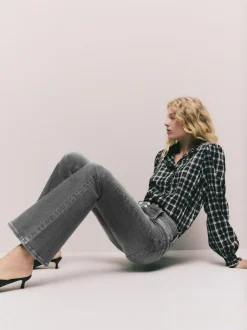 Next High Rise Stretch Flare Jeans Grey Outlet