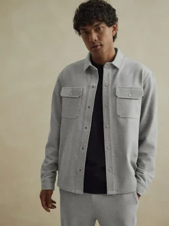 Next Grey Jersey Twill Popper Shacket Discount
