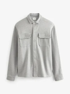 Next Grey Jersey Twill Popper Shacket Discount