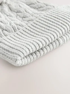 Next Knitted Cable Pom Beanie Grey Outlet