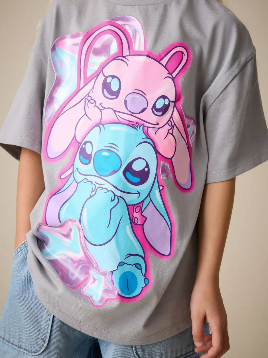 Next Lilo & Stitch Oversized Graphic T-Shirt (3-16yrs) Grey Outlet