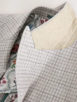 Next Grey Linen Blend Check Tailored Suit Jacket Sale