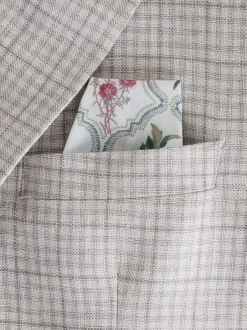 Next Grey Linen Blend Check Tailored Suit Jacket Sale
