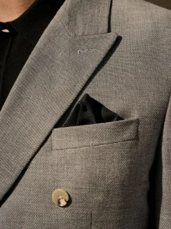 Next Grey Linen Blend Texture Double Breasted Suit Jacket