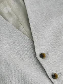 Next Linen Blend Texture Suit Waistcoat Grey