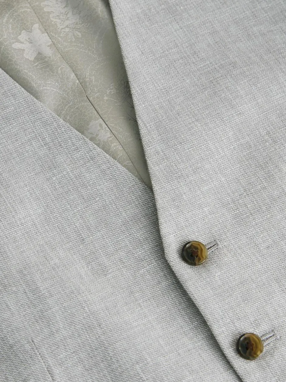 Next Linen Blend Texture Suit Waistcoat Grey