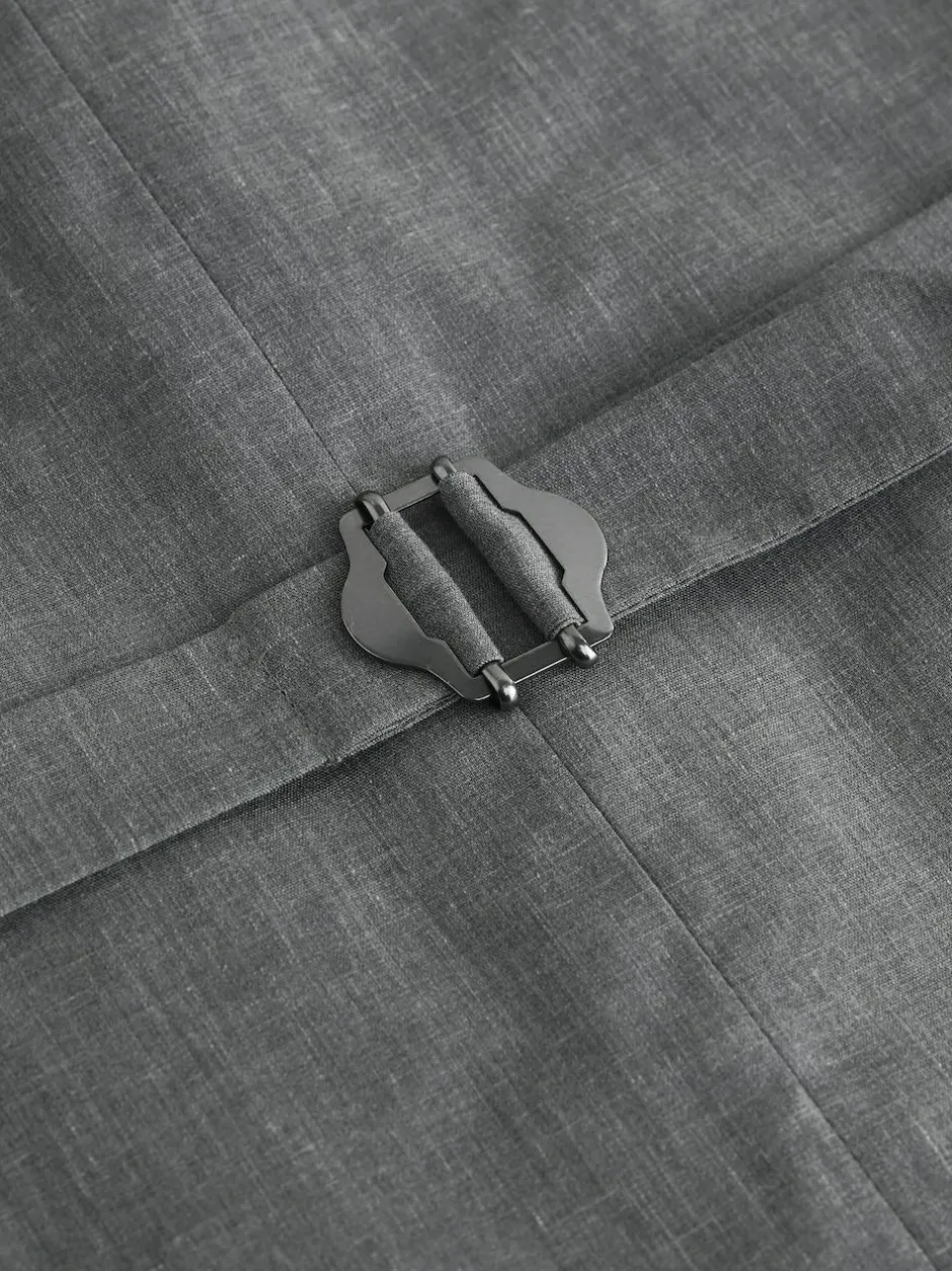 Next Linen Blend Texture Suit Waistcoat Grey