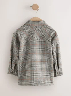 Next Grey Long Sleeve Check Zip Through Shirt (3mths-7yrs) Clearance